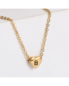 Sweet Gold Plated Letter Heart Shape Pendant Stainless Steel Necklace Colorza
