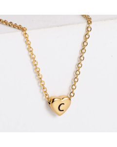 Sweet Gold Plated Letter Heart Shape Pendant Stainless Steel Necklace Colorza