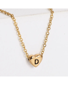 Sweet Gold Plated Letter Heart Shape Pendant Stainless Steel Necklace Colorza