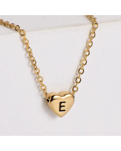 Sweet Gold Plated Letter Heart Shape Pendant Stainless Steel Necklace Colorza
