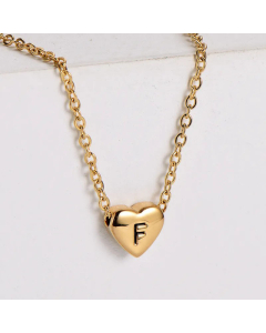 Sweet Gold Plated Letter Heart Shape Pendant Stainless Steel Necklace Colorza