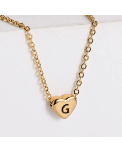 Sweet Gold Plated Letter Heart Shape Pendant Stainless Steel Necklace Colorza