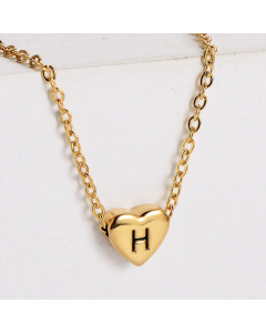 Sweet Gold Plated Letter Heart Shape Pendant Stainless Steel Necklace Colorza