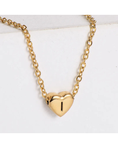 Sweet Gold Plated Letter Heart Shape Pendant Stainless Steel Necklace Colorza