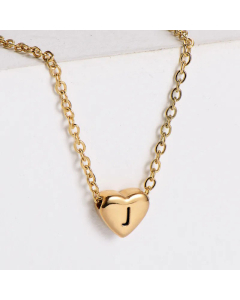 Sweet Gold Plated Letter Heart Shape Pendant Stainless Steel Necklace Colorza