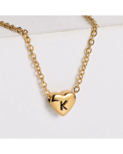 Sweet Gold Plated Letter Heart Shape Pendant Stainless Steel Necklace Colorza