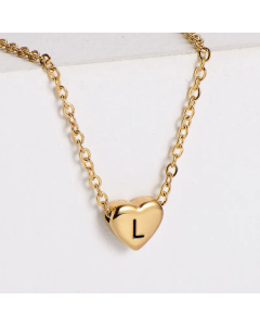 Sweet Gold Plated Letter Heart Shape Pendant Stainless Steel Necklace Colorza
