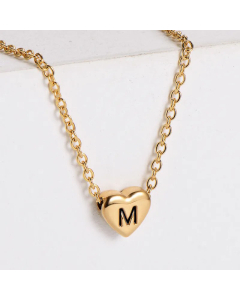 Sweet Gold Plated Letter Heart Shape Pendant Stainless Steel Necklace Colorza