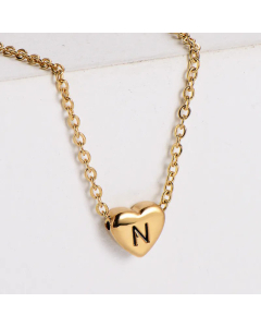 Sweet Gold Plated Letter Heart Shape Pendant Stainless Steel Necklace Colorza