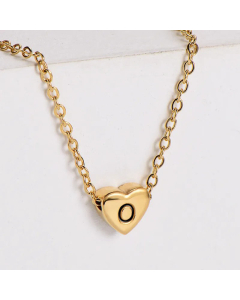 Sweet Gold Plated Letter Heart Shape Pendant Stainless Steel Necklace Colorza