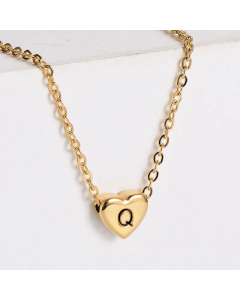 Sweet Gold Plated Letter Heart Shape Pendant Stainless Steel Necklace Colorza