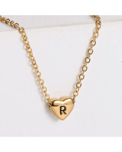 Sweet Gold Plated Letter Heart Shape Pendant Stainless Steel Necklace Colorza