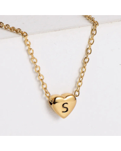 Sweet Gold Plated Letter Heart Shape Pendant Stainless Steel Necklace Colorza