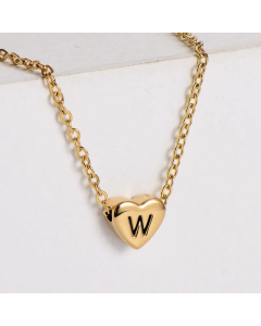 Sweet Gold Plated Letter Heart Shape Pendant Stainless Steel Necklace Colorza