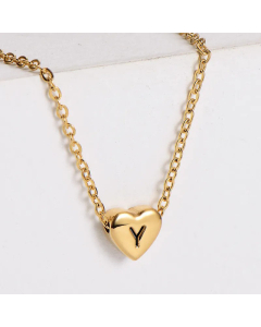 Sweet Gold Plated Letter Heart Shape Pendant Stainless Steel Necklace Colorza