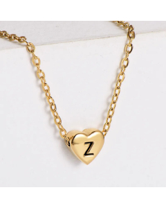 Sweet Gold Plated Letter Heart Shape Pendant Stainless Steel Necklace Colorza