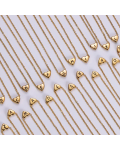 Sweet Gold Plated Letter Heart Shape Pendant Stainless Steel Necklace Colorza