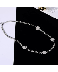 Fashion Round Smiley Face Titanium Steel Plating Necklace Colorza 