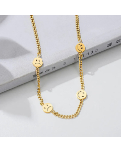Fashion Round Smiley Face Titanium Steel Plating Necklace Colorza 