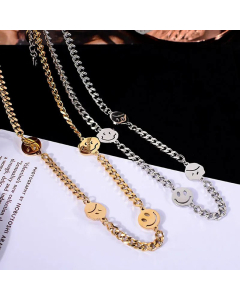 Fashion Round Smiley Face Titanium Steel Plating Necklace Colorza 