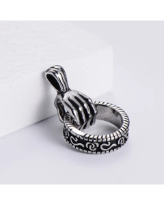 Rock Hand Patchwork Pendant Stainless Steel Necklace Colorza