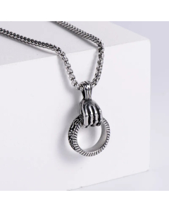 Rock Hand Patchwork Pendant Stainless Steel Necklace Colorza