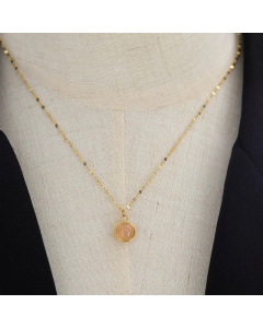 Minimalism Round Plating Inlay Natural Stone Pendant Titanium Steel Necklace Colorza
