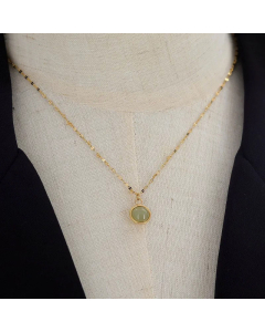 Minimalism Round Plating Inlay Natural Stone Pendant Titanium Steel Necklace Colorza