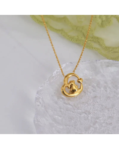 Cute Rabbit Heart Shape Pendant Titanium Steel Necklace Colorza