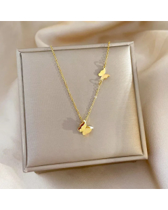 Elegant Butterfly Pendant Stainless Steel Plating Necklace Colorza
