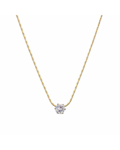 Classic Round Zircon Pendent Titanium Steel Necklace Colorza 