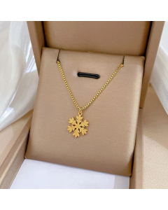 Fashion Snowflake Plating Pendant Titanium Steel Necklace Colorza