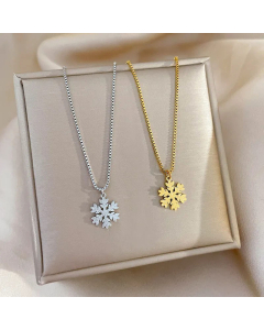 Fashion Snowflake Plating Pendant Titanium Steel Necklace Colorza