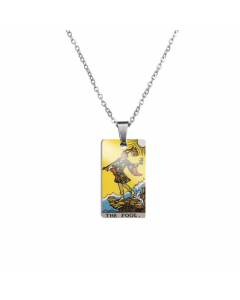 Casual Square Tarot Tag Stainless Steel Polishing Pendant Necklace
