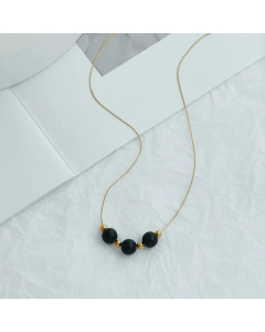 Ethnic Style Gold Plated Gem Beads Chian Titanium Steel Necklace Colorza