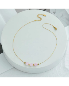 Ethnic Style Gold Plated Gem Beads Chian Titanium Steel Necklace Colorza