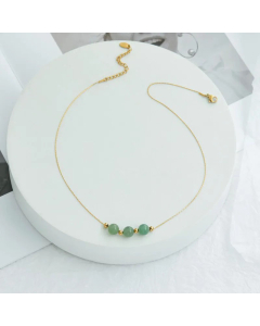 Ethnic Style Gold Plated Gem Beads Chian Titanium Steel Necklace Colorza