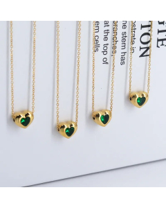 Minimalism Gold Plated Zircon Heart Shape Titanium Steel Necklace Colorza