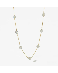 Fashion Beads Chain Inlay Natural Stone Stainless Steel Necklace