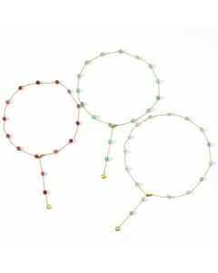 Fashion Beads Chain Inlay Natural Stone Stainless Steel Necklace