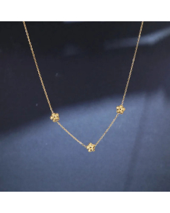Retro Gold Plated Flower Clavicle Chain Titanium Steel Necklace Colorza