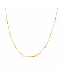 Minimalism Freshwater Pearl Chain Titanium Steel Plating Necklace Colorza