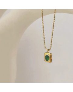 Fashion Square Plating Inlay Zircon Pendant Stainless Steel Titanium Steel Necklace Colorza