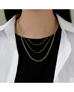 Solid Color Square Pearl Chain Embossed Snake Bones Chain Titanium Steel Necklace
