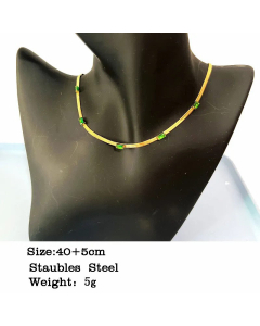 Fashion Rectangle Plating Inlay Zircon Titanium Steel Necklace Colorza