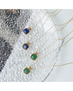 Fashion Gold Plated Natural Stone Square Titanium Steel Necklace Colorza