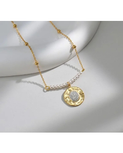Trendy Round Eye Plating Inlay Rhinestones Pendant Stainless Steel Necklace Colorza