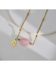 Fashion Plating Leaf Dragonfly Pendent Stainless Steel Necklace Colorza