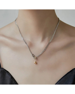 Minimalism Ball Pendent Titanium Steel Plating Necklace Colorza 