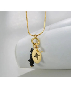 Fashion Plating Flower Butterfly Pendant Stainless Steel Necklace Colorza